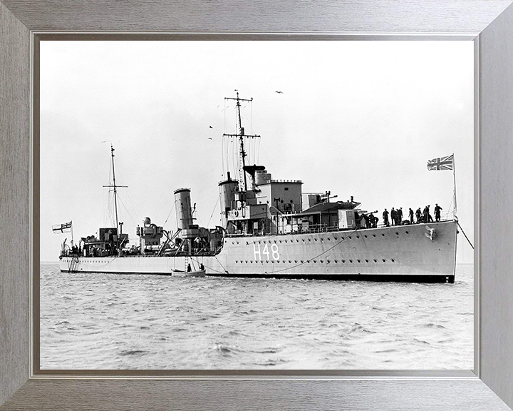 HMS Crescent (H48) Photo Print - At Anchor - Royal Navy C Class Destroyer Posters, Prints, & Visual Artwork Hampshire Prints 10 x 8 Silver Frame No