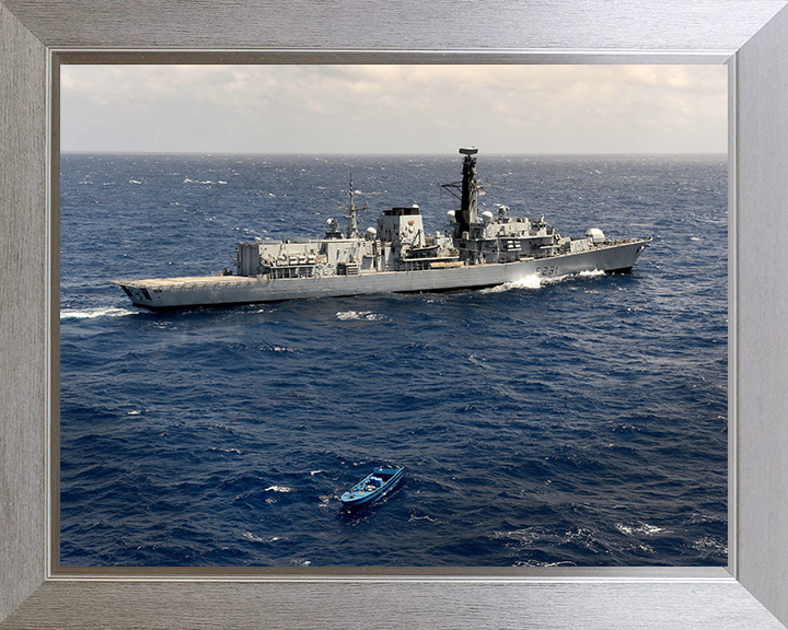 HMS Argyll (F231) Photo Print - Fast Boat Boarding 2014 - Royal Navy Type 23 Frigate Posters, Prints, & Visual Artwork Hampshire Prints 10 x 8 Silver Frame No