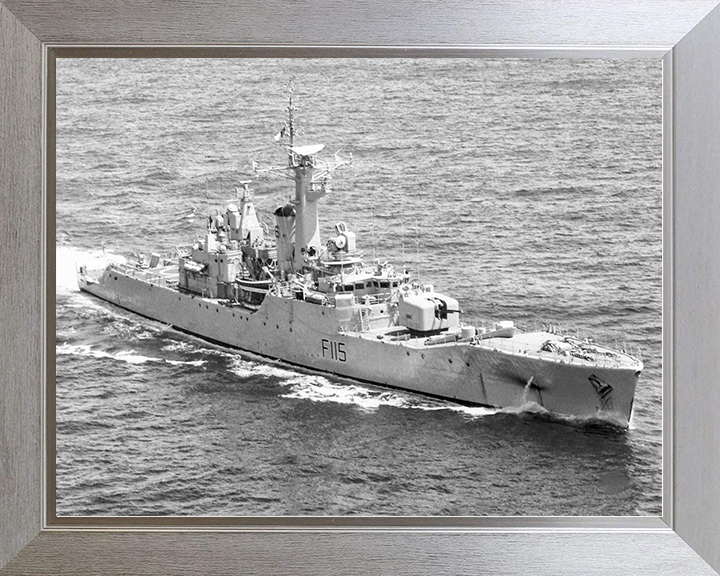 HMS Berwick (F115) Royal Navy Rothesay Class Frigate High Starboard Bow View Photo Print Wall Art Decor Posters, Prints, & Visual Artwork Hampshire Prints 10 x 8 Silver Frame No