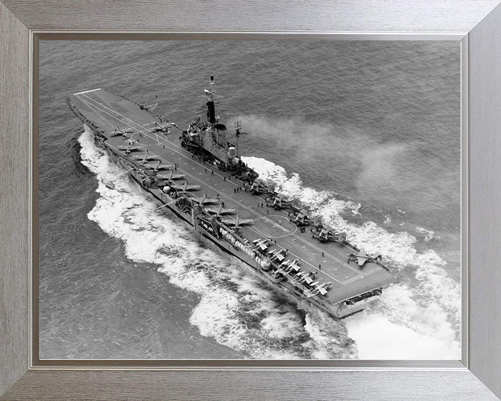 HMS Centaur (R06) Royal Navy Centaur Class Carrier From Above Photo Print Wall Art Decor Posters, Prints, & Visual Artwork Hampshire Prints 10 x 8 Silver Frame No