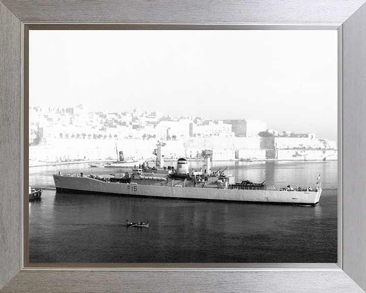 HMS Euryalus (F15) Photo Print - Malta 1971 - Royal Navy Leander Class Frigate Hampshire Prints 10 x 8 Silver Frame No