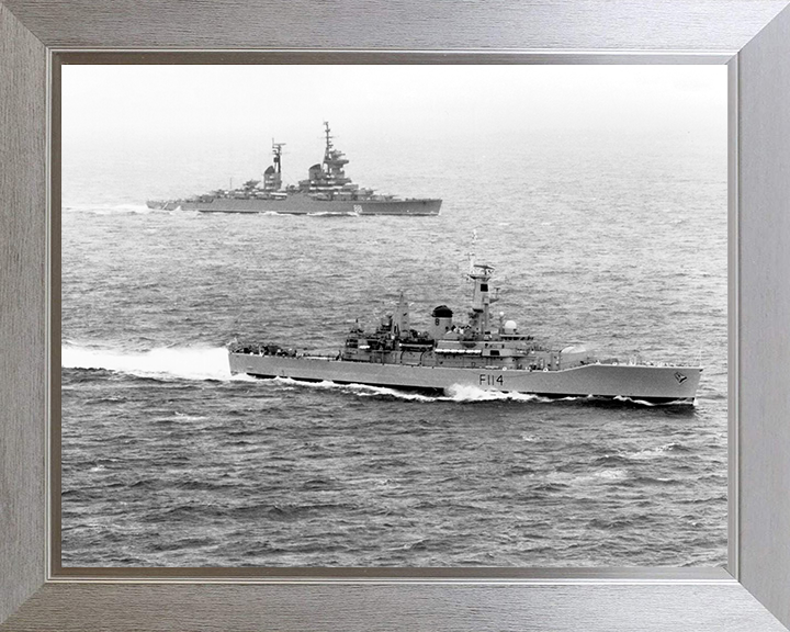 HMS Ajax (F114) Photo Print - North Sea 1976 - Royal Navy Leander Class Frigate Posters, Prints, & Visual Artwork Hampshire Prints 10 x 8 Silver Frame No