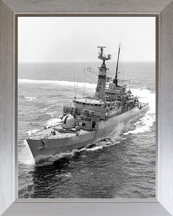 HMS Ardent (F184) Royal Navy Type 21 Frigate Hard Turn Portrait Photo Print Wall Art Naval Decor Posters, Prints, & Visual Artwork Hampshire Prints 10 x 8 Silver Frame No