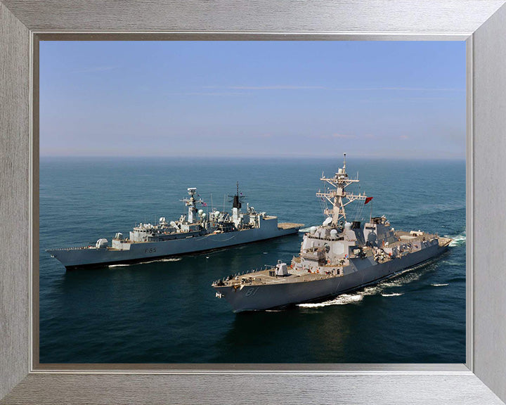 HMS Cumberland (F85) Photo Print - Alongside USS Winston S. Churchill - - Royal Navy Type 22 Frigate Hampshire Prints 10 x 8 Silver Frame No