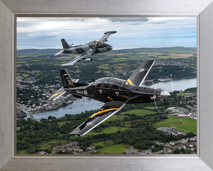 RAF T-6 Texan and a Strikemaster jet Photo Print - Royal Air Force Aircraft Hampshire Prints 10 x 8 Silver Frame No