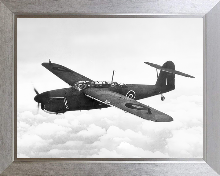 Fairey Barracuda I in flight Photo Print - Royal Navy Aircraft Posters, Prints, & Visual Artwork Hampshire Prints 10 x 8 Silver Frame No