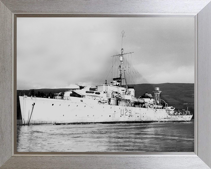 HMS Whimbrel (U29) Photo Print - Port Side View 1945 - Royal Navy Black Swan Class Sloop Posters, Prints, & Visual Artwork Hampshire Prints 10 x 8 Silver Frame No