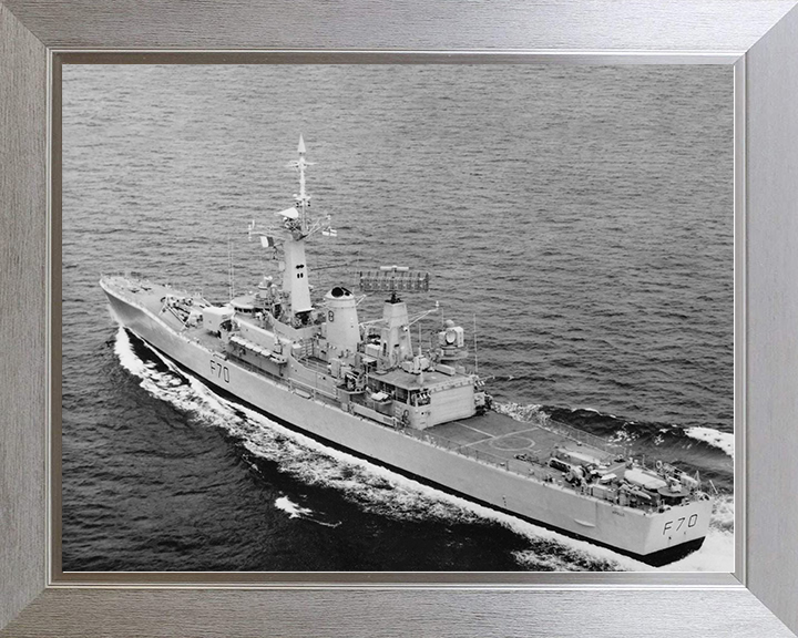 HMS Apollo (F70) Royal Navy Leander Class Frigate High Port Quarter View Photo Print Wall Art Decor Posters, Prints, & Visual Artwork Hampshire Prints 10 x 8 Silver Frame No