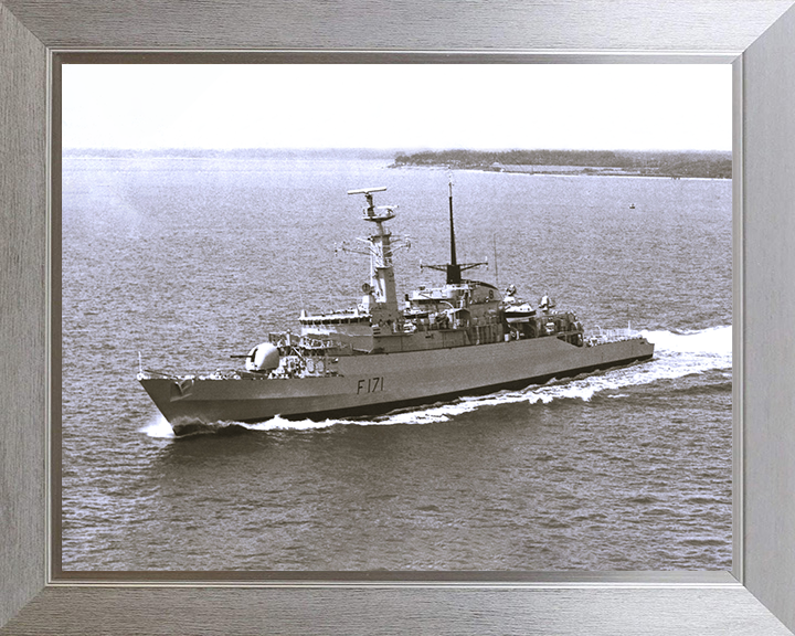 HMS Active (F171) Photo Print - Port Side View - Royal Navy Type 21 Frigate Posters, Prints, & Visual Artwork Hampshire Prints 10 x 8 Silver Frame No