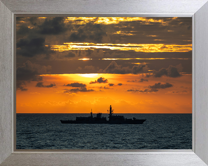 HMS Richmond (F239) Photo Print - At Sunset 2025 - Royal Navy Type 23 Frigate Hampshire Prints 10 x 8 Silver Frame No