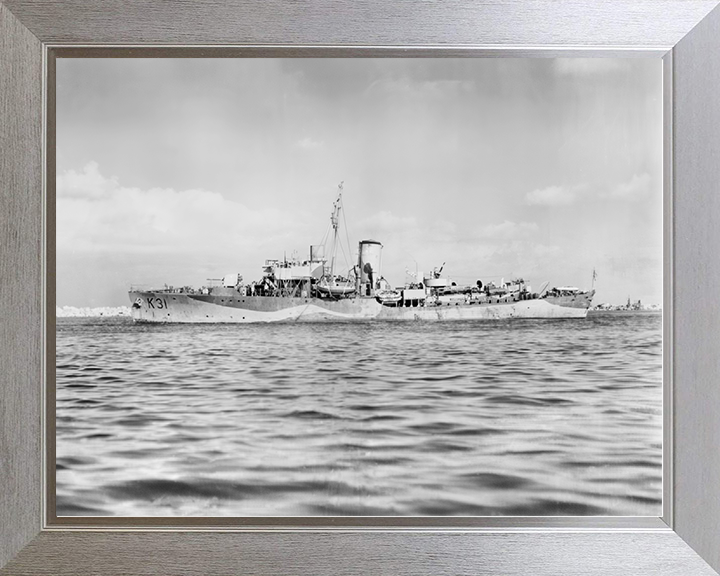 HMS Camellia (K31) Royal Navy Flower Class Corvette Port Beam View Photo Print Wall Art Decor Posters, Prints, & Visual Artwork Hampshire Prints 10 x 8 Silver Frame No