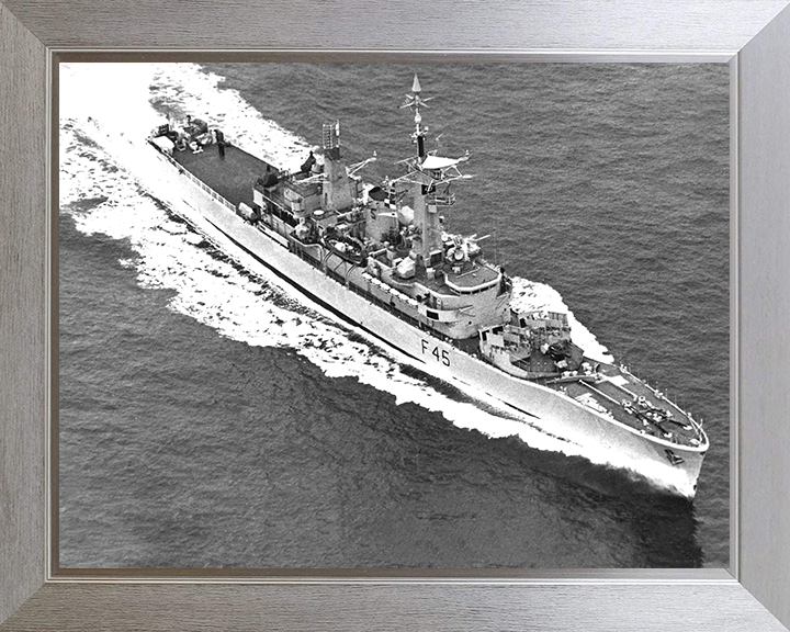 HMS Minerva (F45) Photo Print - at sea - Royal Navy Leander Class Frigate Posters, Prints, & Visual Artwork Hampshire Prints 10 x 8 Silver Frame No