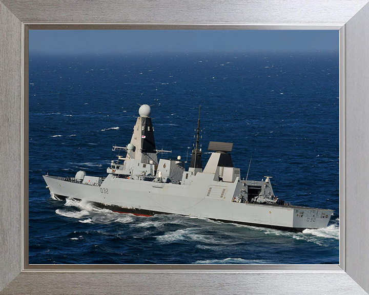 HMS Daring (D32) Royal Navy Type 45 Destroyer Underway Port Side View Photo Print Wall Art Decor Posters, Prints, & Visual Artwork Hampshire Prints 10 x 8 Silver Frame No