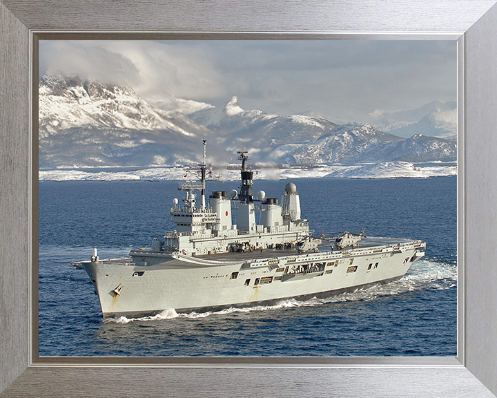 HMS Ark Royal (R07) Royal Navy Invincible Class Aircraft Carrier Norway 2008 Photo Print Wall Art Decor Posters, Prints, & Visual Artwork Hampshire Prints 10 x 8 Silver Frame No
