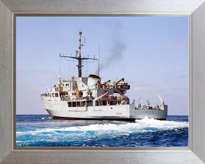 HMS Beagle (H319) Royal Navy Bulldog Class Survey Vessel At Sea 1999 Photo Print Wall Art Decor Posters, Prints, & Visual Artwork Hampshire Prints 10 x 8 Silver Frame No