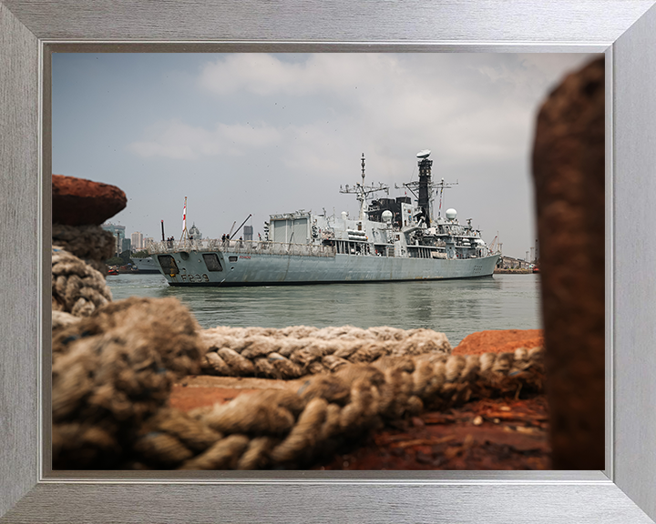 HMS Richmond (F239) Photo Print - Entering Mumbai 2025 - Royal Navy Type 23 Frigate Posters, Prints, & Visual Artwork Hampshire Prints 10 x 8 Silver Frame No