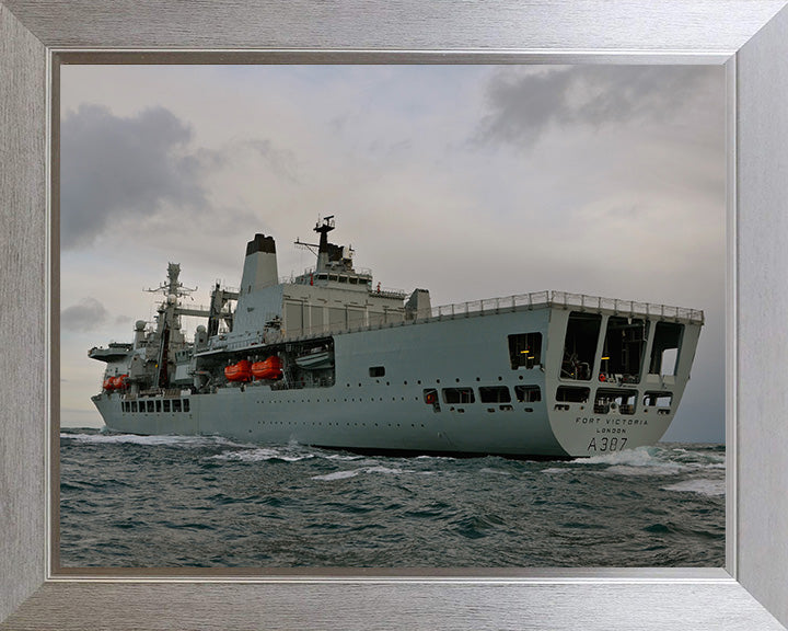 RFA Fort Victoria (A387) Photo Print - Port Quarter View - Royal Fleet Auxiliary Fort Class Tanker Hampshire Prints 10 x 8 Silver Frame No