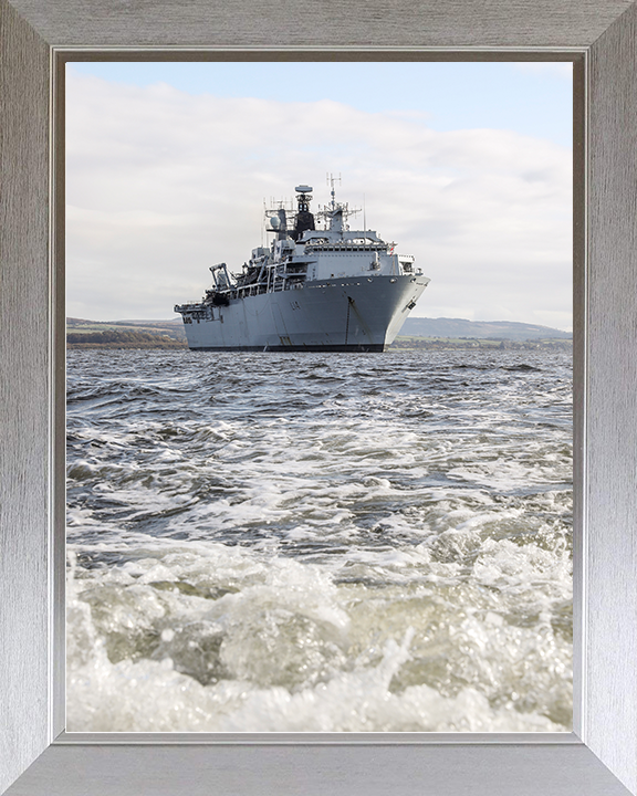 HMS Albion (L14) Royal Navy Albion Class Amphibious Ship Low Starboard Bow View Photo Print Wall Art Naval Decor Posters, Prints, & Visual Artwork Hampshire Prints 10 x 8 Silver Frame No