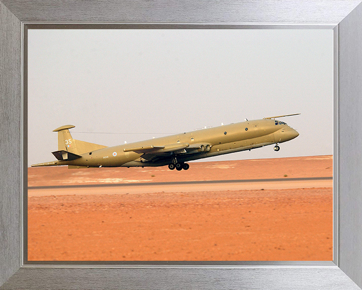 RAF Nimrod MR2 Taking off Photo Print - Royal Air Force Aircraft Hampshire Prints 10 x 8 Silver Frame No