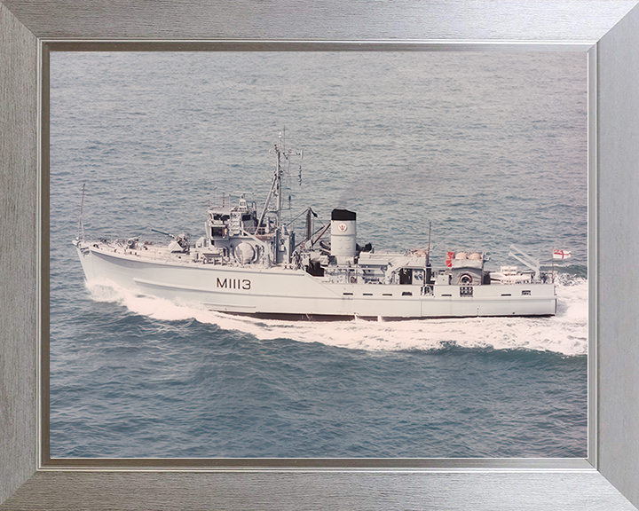 HMS Brereton (M1113) Royal Navy Ton Class Minesweeper Port Beam View Photo Print Wall Art Decor Posters, Prints, & Visual Artwork Hampshire Prints 10 x 8 Silver Frame No