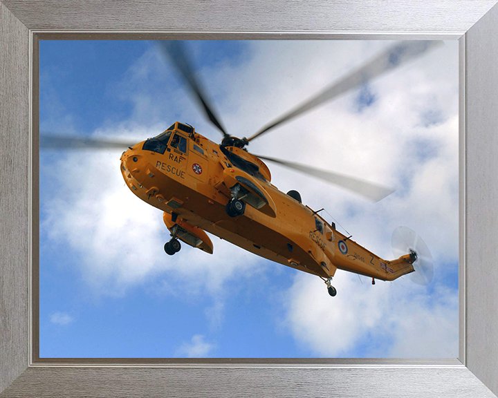 RAF (SAR) Sea King Helicopter From Below 2007 Photo Print - Royal Air Force Aircraft Posters, Prints, & Visual Artwork Hampshire Prints 10 x 8 Silver Frame No