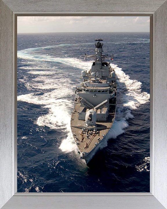 HMS Richmond (F239) Photo Print - Bow View 2004 - Royal Navy Type 23 Frigate Hampshire Prints 10 x 8 Silver Frame No