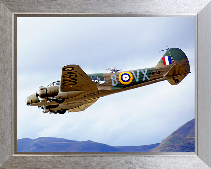 RAF Avro Anson twin-engine in Flight Photo Print - Royal Air Force Aircraft Hampshire Prints 10 x 8 Silver Frame No