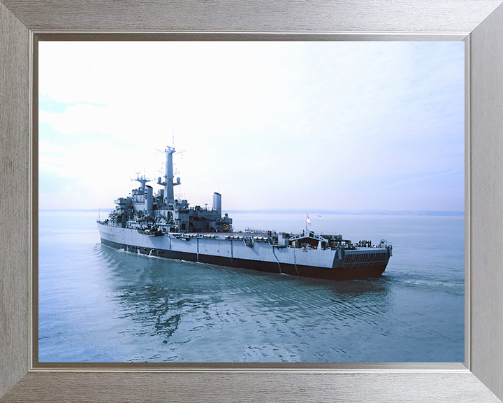 HMS Intrepid (L11) Photo Print - Port Quarter View - Royal Navy Fearless Class Amphibious Ship Hampshire Prints 10 x 8 Silver Frame No