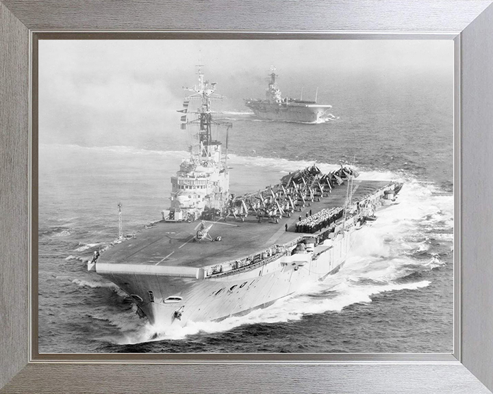 HMS Centaur (R06) Royal Navy Centaur Class Carrier Port Bow View Photo Print Wall Art Decor Posters, Prints, & Visual Artwork Hampshire Prints 10 x 8 Silver Frame No