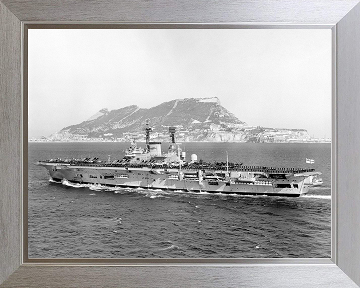 HMS Ark Royal (R09) Royal Navy Audacious Class Aircraft Carrier Off Gibraltar Photo Print Wall Art Decor Posters, Prints, & Visual Artwork Hampshire Prints 10 x 8 Silver Frame No