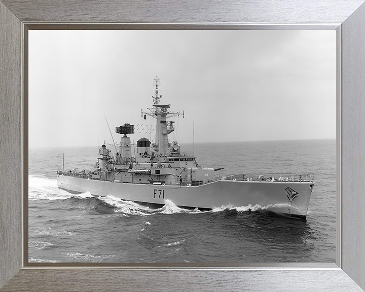 HMS Scylla (F71) Photo Print - At Sea 1970 - Royal Navy Leander Class Frigate Posters, Prints, & Visual Artwork Hampshire Prints 10 x 8 Silver Frame No