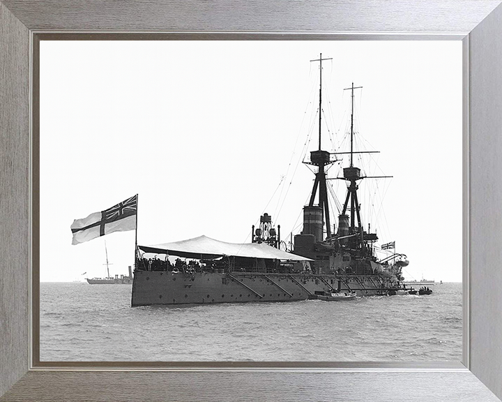 HMS Temeraire (1907) Photo Print - Spithead 1909 - Royal Navy Bellerophon Class Battleship Hampshire Prints 10 x 8 Silver Frame No