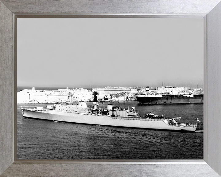 HMS Devonshire (D02) Photo Print - Departs Valletta 1966 - Royal Navy County Class Destroyer Posters, Prints, & Visual Artwork Hampshire Prints 10 x 8 Silver Frame No