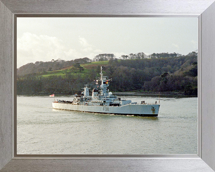 HMS Arethusa (F38) Royal Navy Leander Class Frigate Plymouth Sound Photo Print Wall Art Decor Posters, Prints, & Visual Artwork Hampshire Prints 10 x 8 Silver Frame No