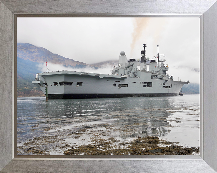 HMS Ark Royal (R07) Royal Navy Invincible Class Aircraft Carrier On The Clyde Photo Print Wall Art Decor Posters, Prints, & Visual Artwork Hampshire Prints 10 x 8 Silver Frame No