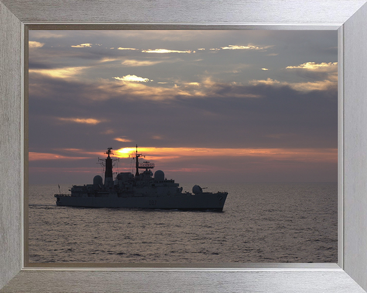HMS Newcastle (D87) Photo Print - Sunset Silhouette 2000 - Royal Navy Type 42 Destroyer
