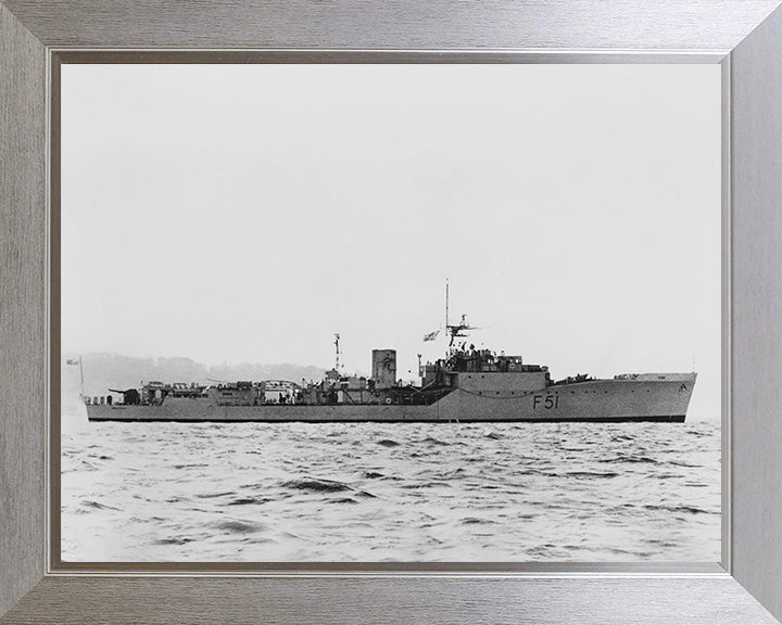 HMS Grafton (F51) Photo Print - at sea - Royal Navy Blackwood Class Frigate Posters, Prints, & Visual Artwork Hampshire Prints 10 x 8 Silver Frame No