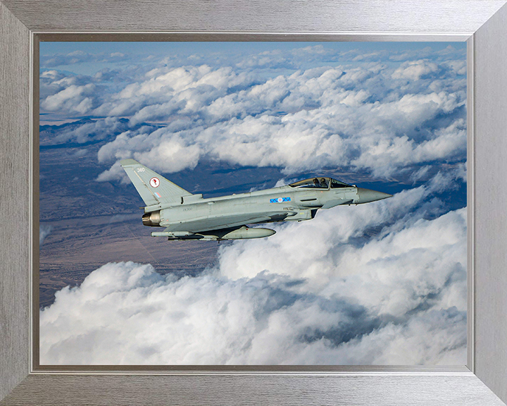 RAF 6 Squadron Typhoon in flight Photo Print - Royal Air Force Aircraft Hampshire Prints 10 x 8 Silver Frame No