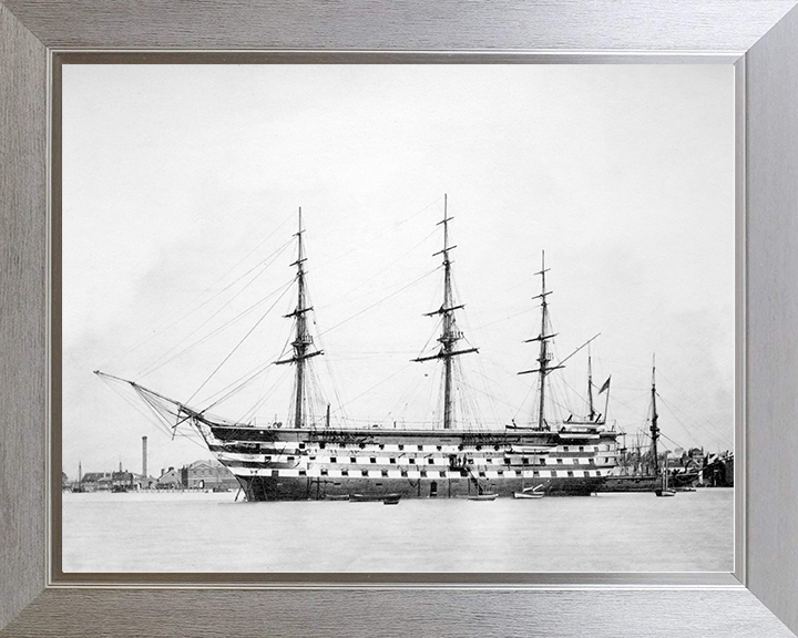 HMS Britannia (Prince of Wales) 1860 Royal Navy Training Ship Port Side Photo Print Wall Art Decor Posters, Prints, & Visual Artwork Hampshire Prints 10 x 8 Silver Frame No