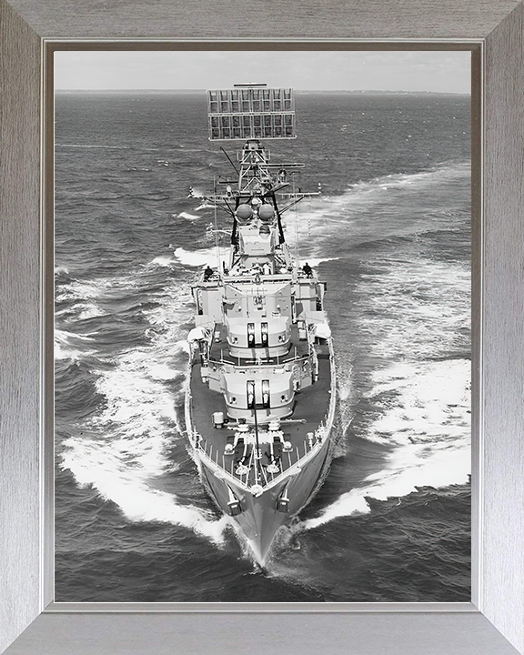 HMS Barrosa (D68) Royal Navy Battle Class Destroyer Bow View Photo Print Wall Art Decor Posters, Prints, & Visual Artwork Hampshire Prints 10 x 8 Silver Frame No
