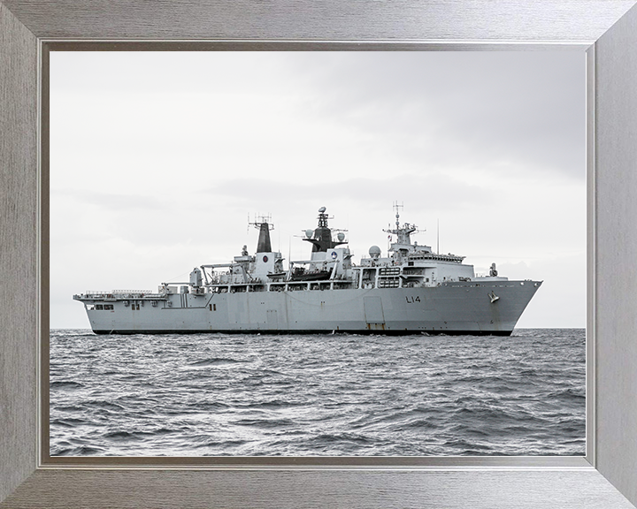 HMS Albion (L14) Royal Navy Albion Class Amphibious Ship Starboard Beam View Photo Print Wall Art Naval Decor Posters, Prints, & Visual Artwork Hampshire Prints 10 x 8 Silver Frame No