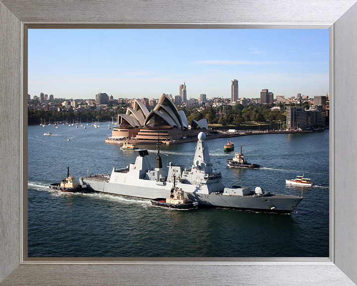HMS Daring (D32) Photo Print - Sydney Opera House 2013 - Royal Navy Type 45 Destroyer Posters, Prints, & Visual Artwork Hampshire Prints 10 x 8 Silver Frame No