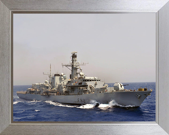 HMS Somerset (F82) Photo Print - Starboard View - Royal Navy Type 23 Frigate Hampshire Prints 10 x 8 Silver Frame No