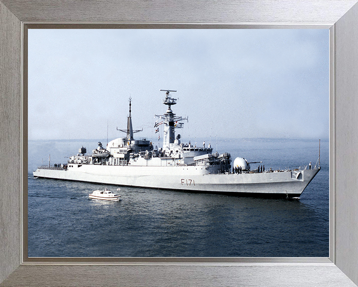 HMS Active (F171) Royal Navy Type 21 Frigate Photo Print Entering Harbour Warship Wall Art Posters, Prints, & Visual Artwork Hampshire Prints 10 x 8 Silver Frame No