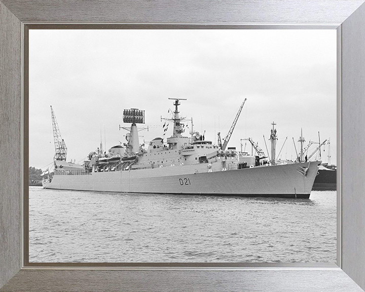 HMS Norfolk (D21) Photo Print - Amsterdam 1976 - Royal Navy County Class Destroyer Hampshire Prints 10 x 8 Silver Frame No