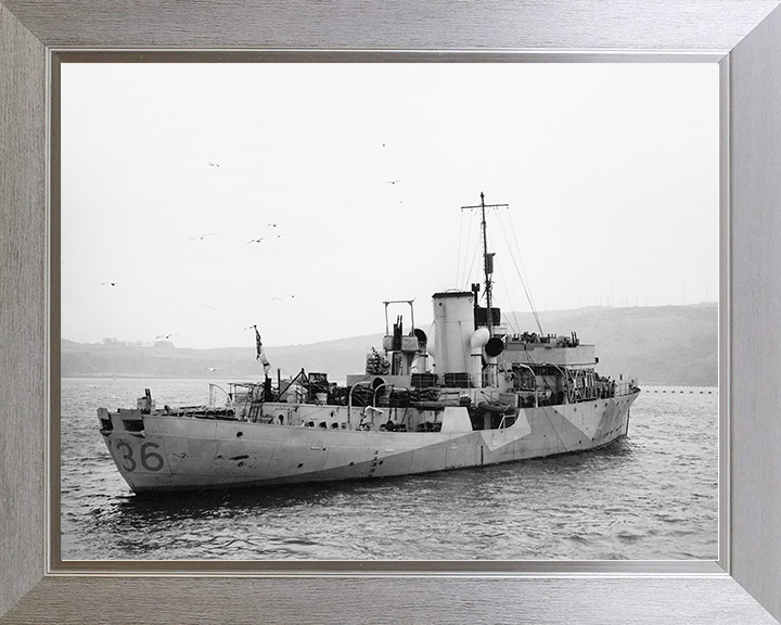 HMS Clematis (K36) Royal Navy Flower Class Corvette Starboard Quarter Photo Print Wall Art Decor Posters, Prints, & Visual Artwork Hampshire Prints 10 x 8 Silver Frame No