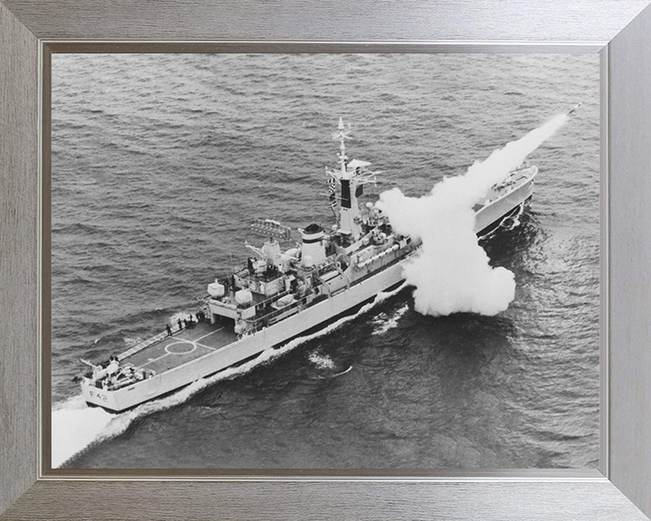 HMS Phoebe (F42) Photo Print - Firing - Royal Navy Leander Class Frigate Hampshire Prints 10 x 8 Silver Frame No