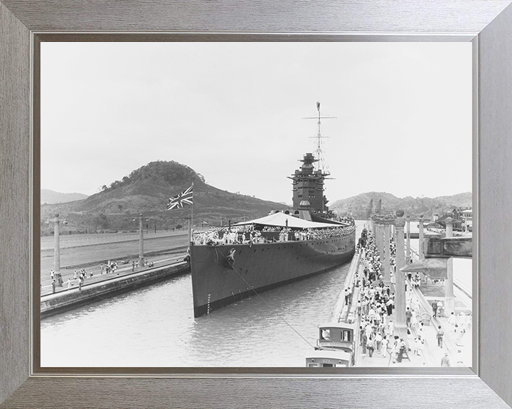 HMS Nelson (28) Photo Print - Panama Canal 1930 - Royal Navy Nelson Class Battleship Hampshire Prints 10 x 8 Silver Frame No