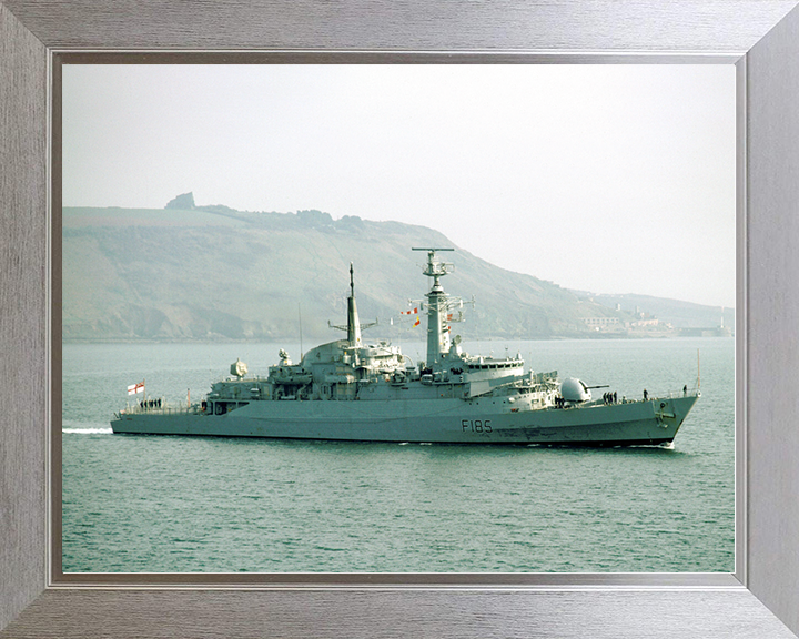 HMS Avenger (F185) Royal Navy Type 21 Frigate High Starboard Side View Photo Print Wall Art Decor Posters, Prints, & Visual Artwork Hampshire Prints 10 x 8 Silver Frame No