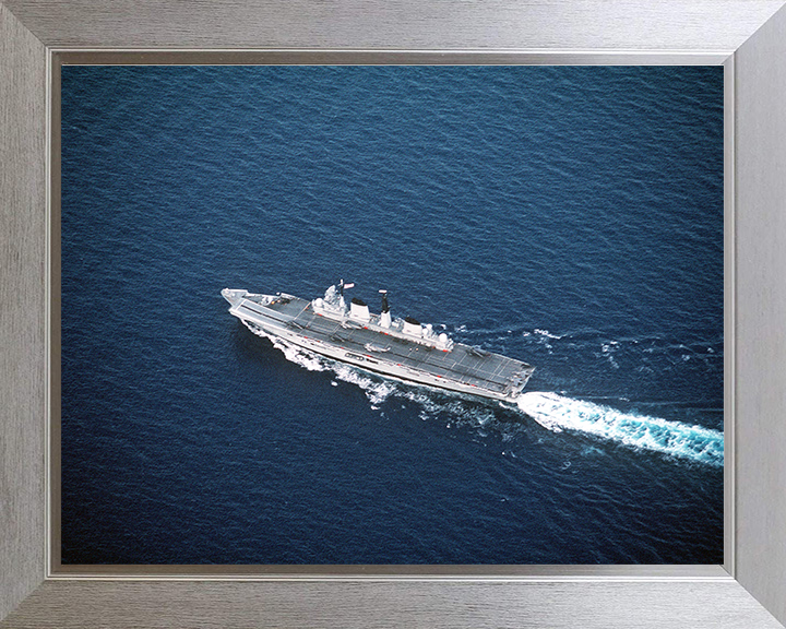 HMS Invincible (R05) Photo Print - At Sea 1991 - Royal Navy Invincible Class Aircraft Carrier Hampshire Prints 10 x 8 Silver Frame No